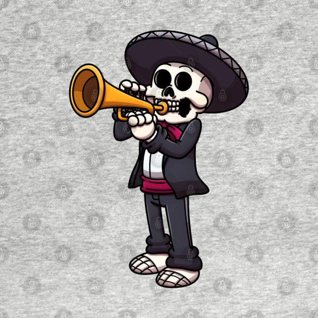 Mariachi Skeleton Playing The Trumpet by TheMaskedTooner